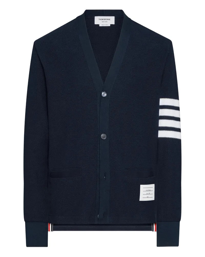 Thom Browne Piqué 4-Bar Cardigan Blue
