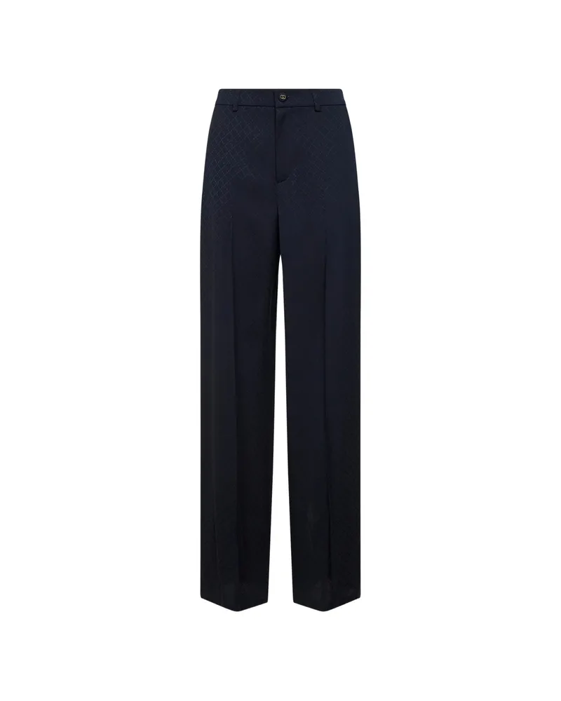 Gucci Diamond-jacquard Trousers Blue