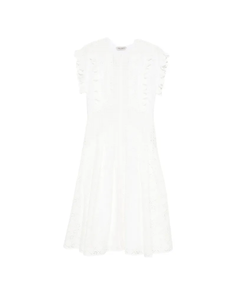 Alberta Ferretti Ruffled Eyelet Dress White