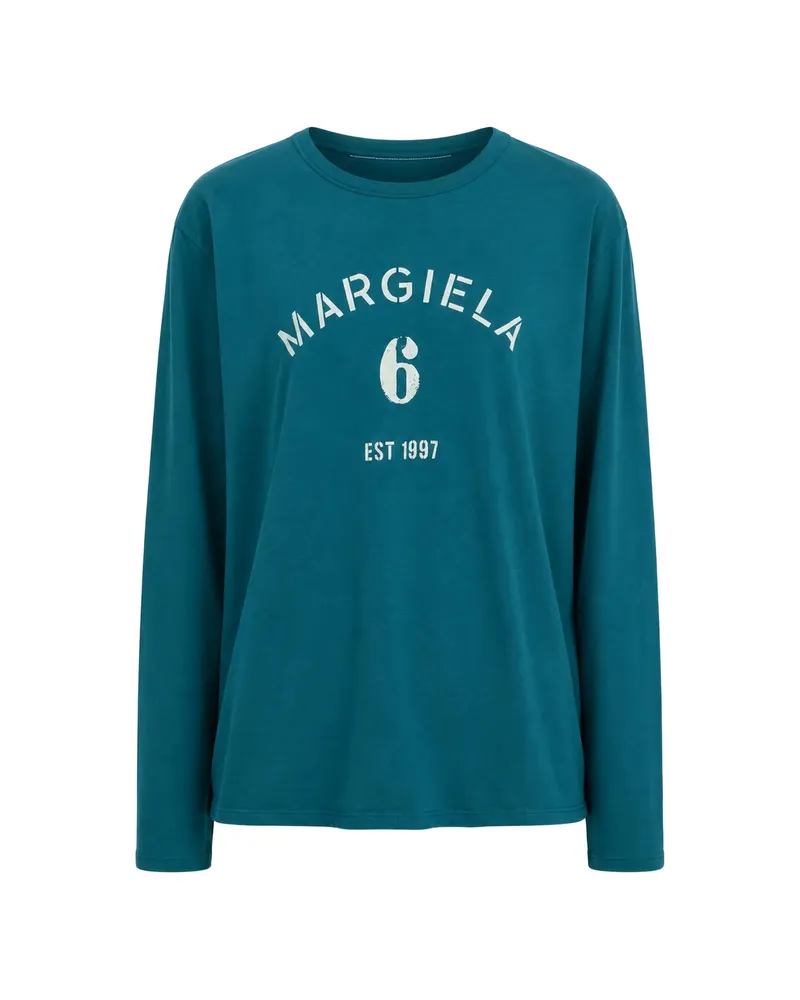 Maison Margiela Reversible Cotton Jersey Top Blue