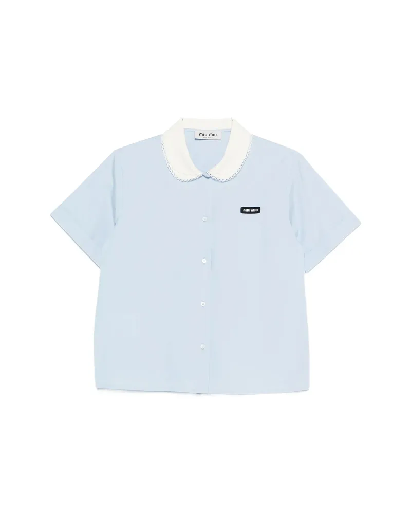 Miu Miu Scalloped-collar Short-sleeve Shirt Blue