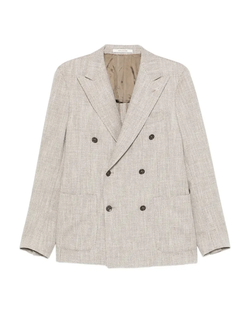 Tagliatore Double-breasted Herringbone Blazer Neutrals