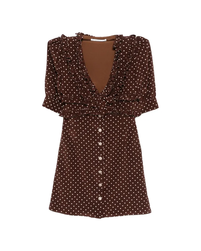 Alessandra Rich Ruffled Polka-dot Mini Dress Brown