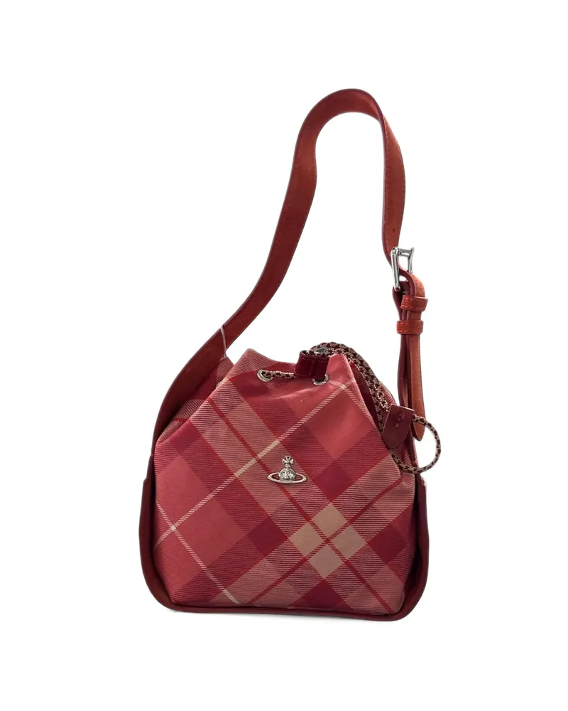 Vivienne Westwood Orb-plaque Tartan Shoulder Bag Red