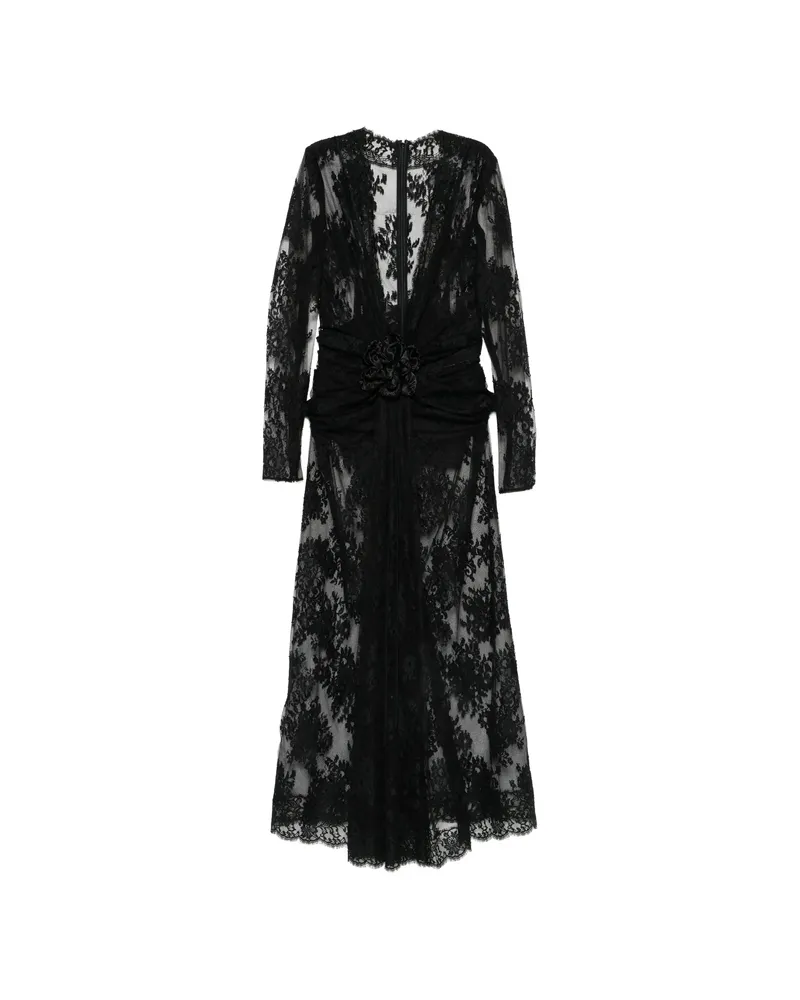 Dolce & Gabbana Floral-lace Floral-appliqué Dress Black