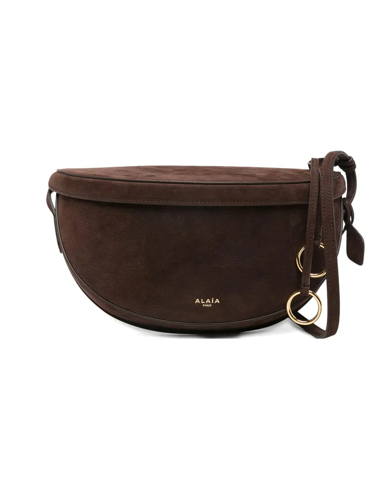 Alaïa Half-moon Suede Tote Bag Brown