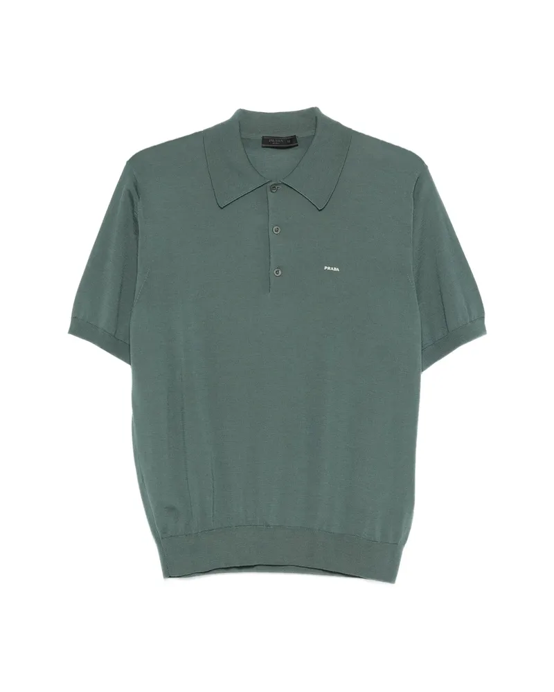 Prada Logo-detail Short-sleeve Polo Shirt Green
