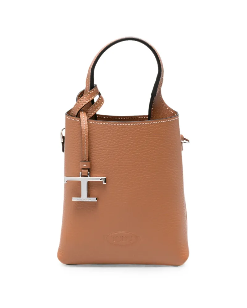 TOD'S Micro T Timeless Leather Tote Bag Brown