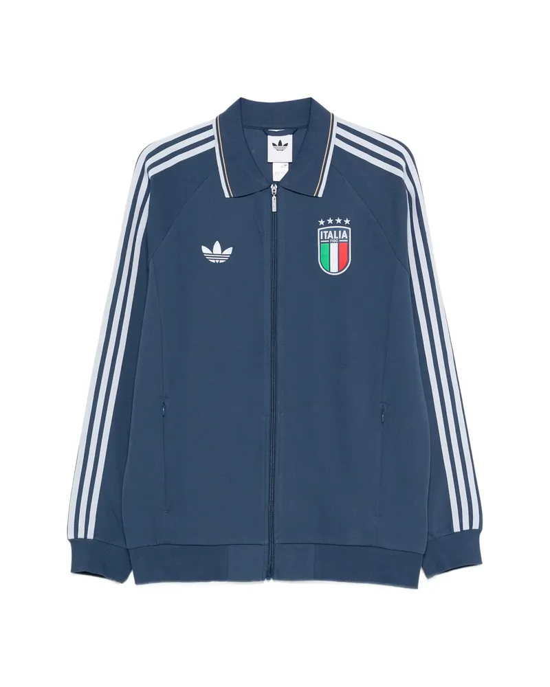 adidas X Italia Stripe-detail Zip-fastening Sweatshirt Blue
