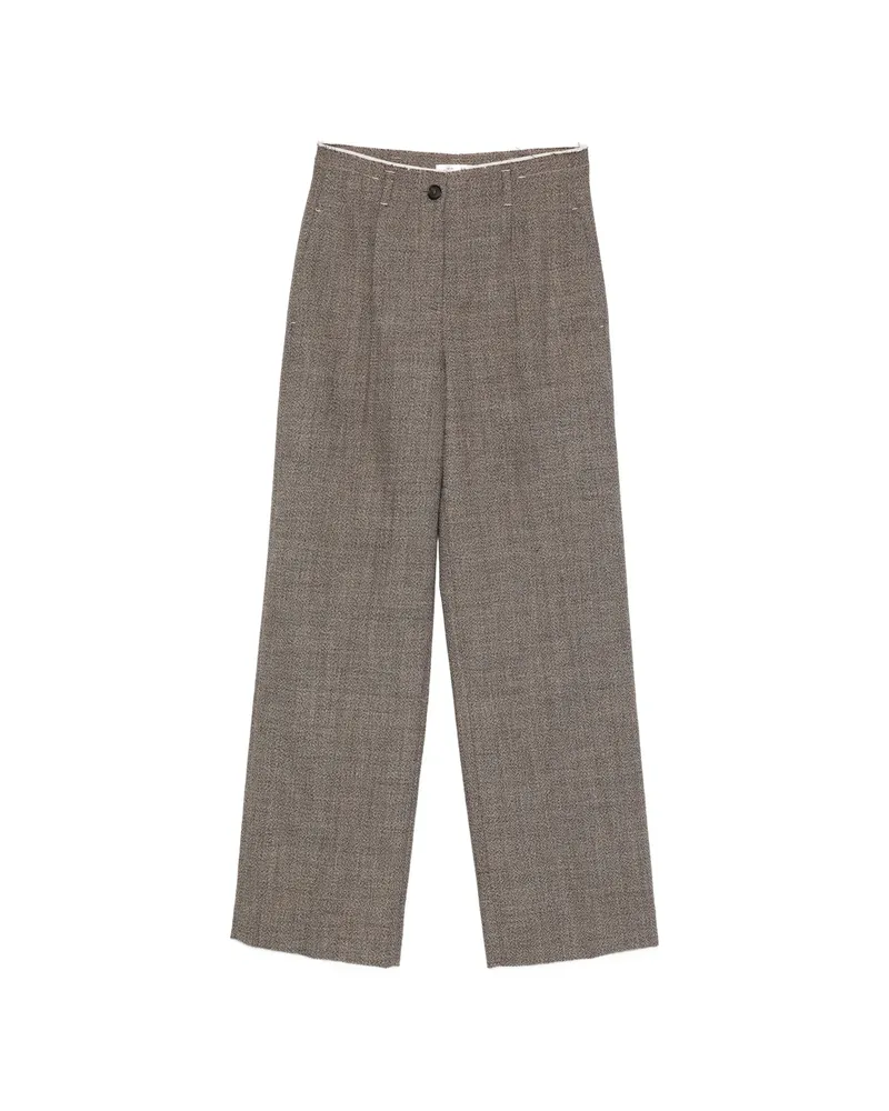 TELA Marl-effect Raw-edge Trousers Brown