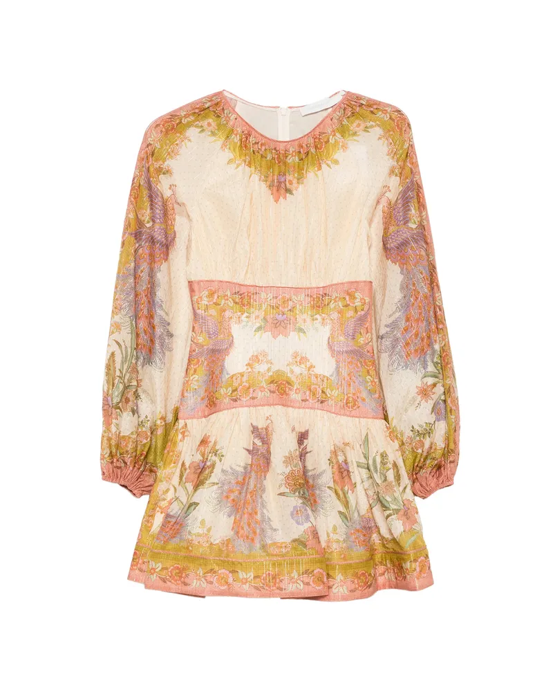 Zimmermann Indra Floral-print Mini Dress Neutrals