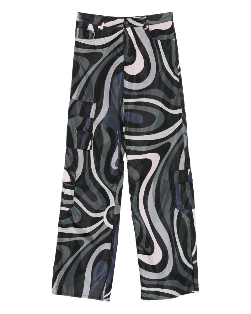 Emilio Pucci Marmo-print Cargo Trousers Black
