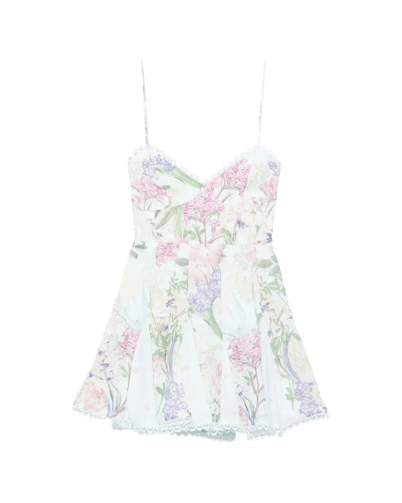 Charo Ruiz Marlene Floral Lace Mini Dress Blue