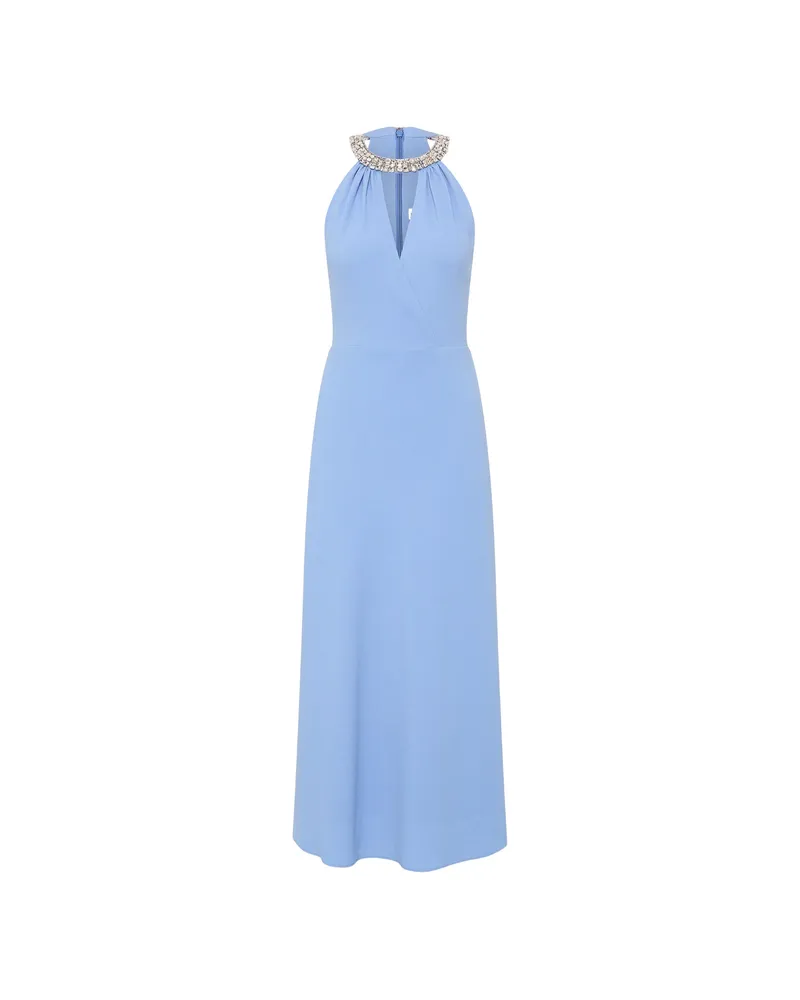 Rebecca Vallance Gimlet Halter Midi Dress Blue