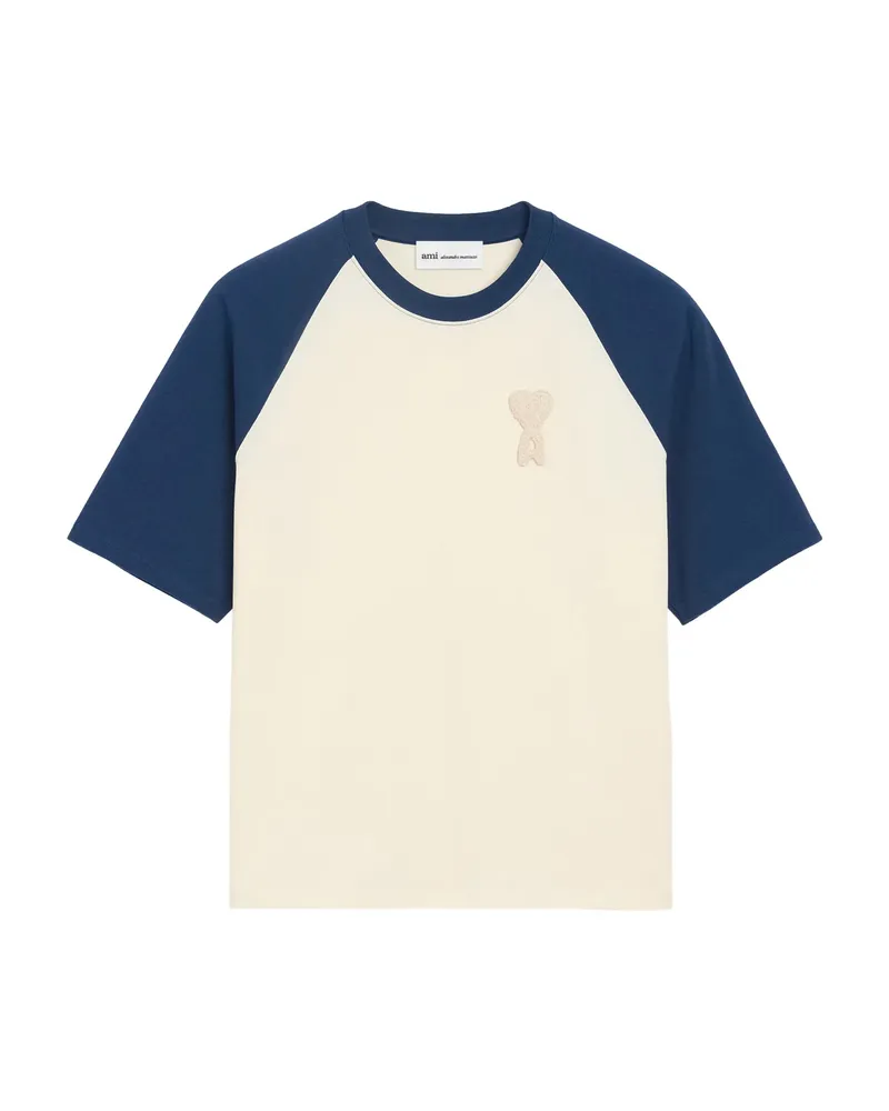 AMI Paris Ami De Coeur Two-tone Crochet-patch T-shirt Neutrals