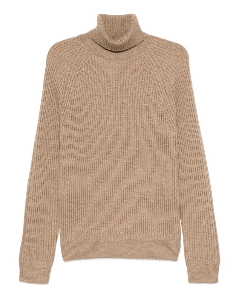 Zanone Ribbed Turtleneck Sweater Neutrals