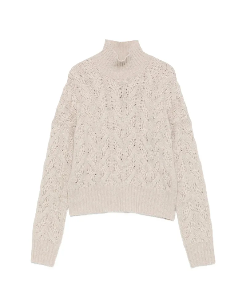 Max Mara Cosmo Cable-knit High-neck Sweater Neutrals