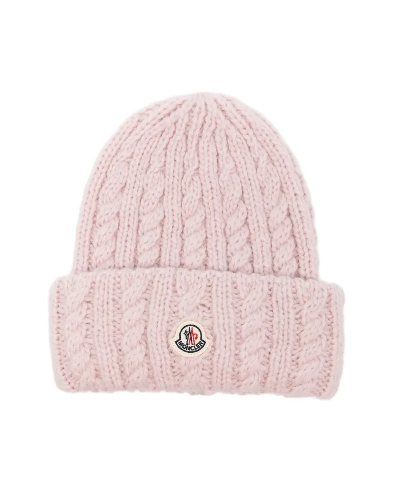 Moncler Cable-knit Beanie Hat Pink