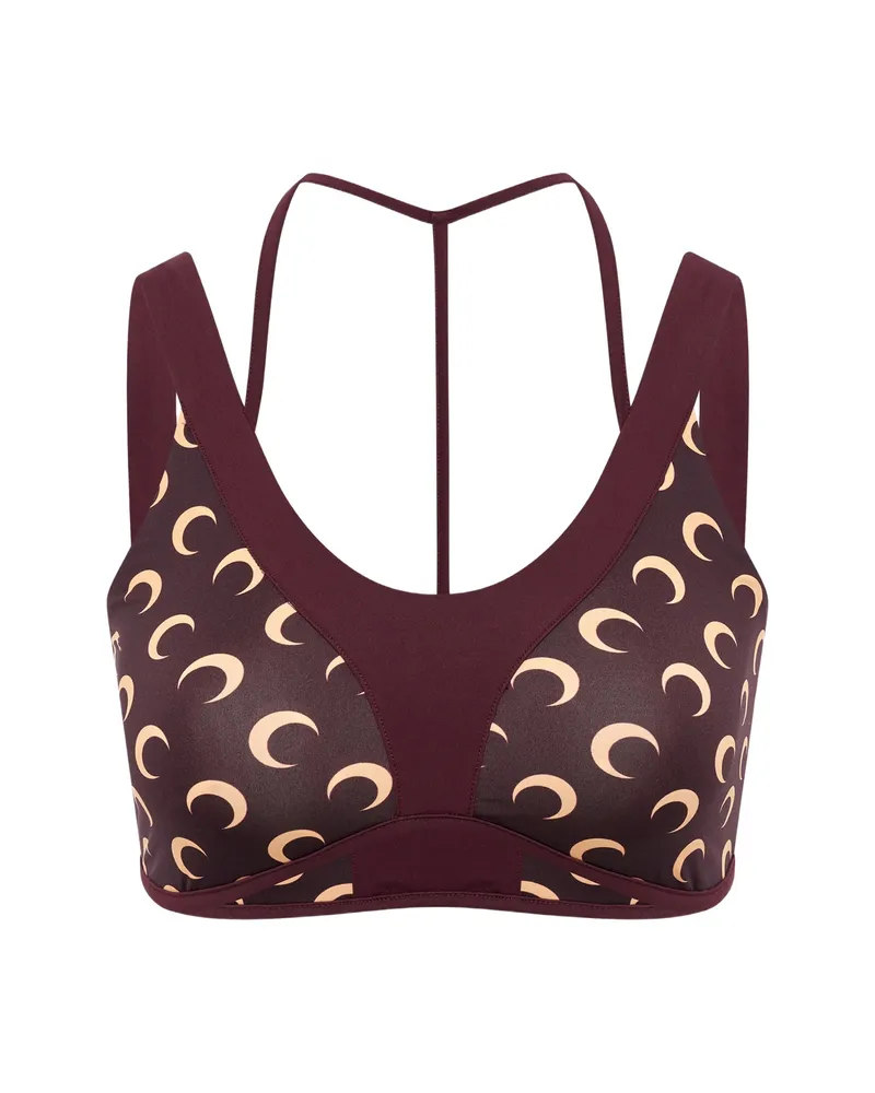 Marine Serre Athleisure Moon-printed Bra Top Red