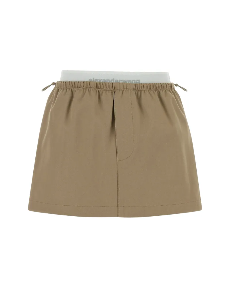 Alexander Wang Logo-waistband Mini Skirt Neutrals
