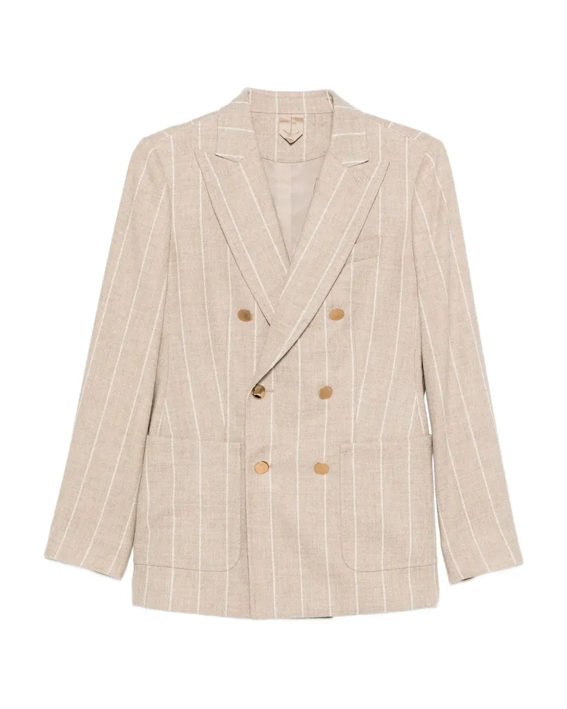 Max Mara Striped Double-breasted Blazer Neutrals