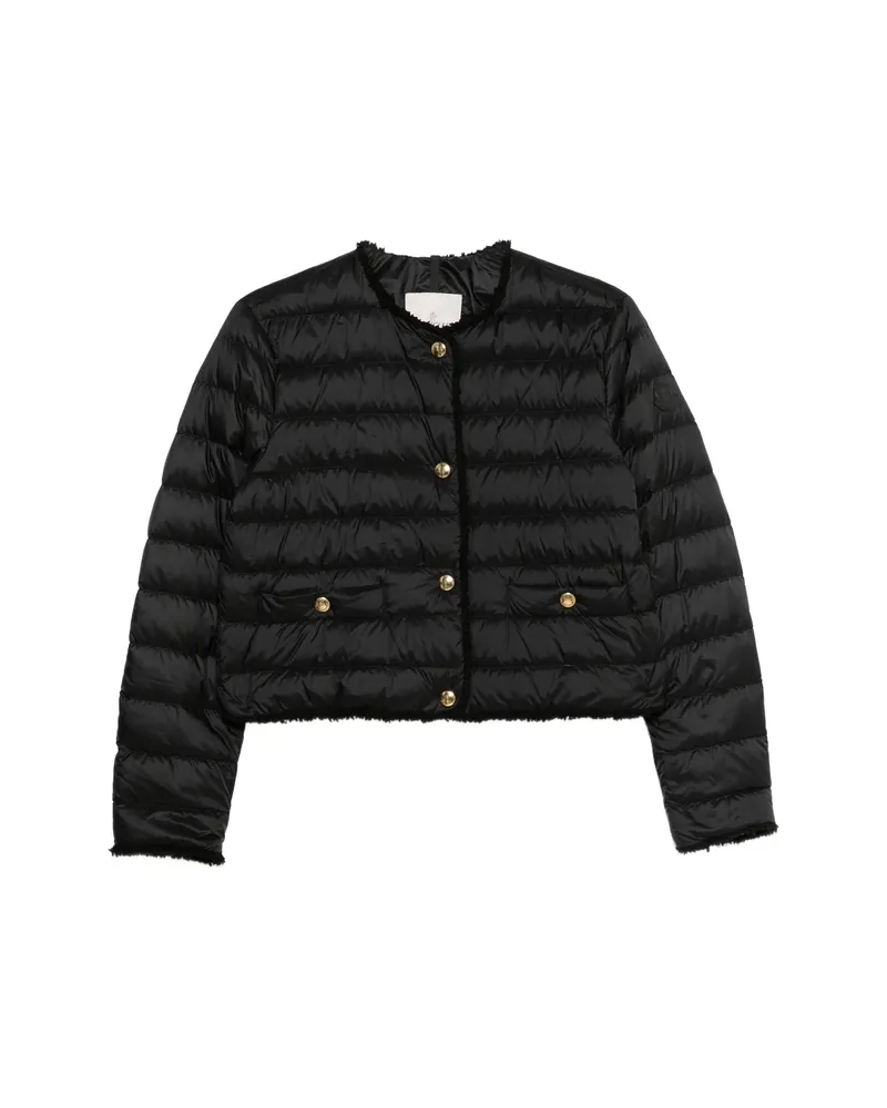 Moncler Fleurs Bouclé-trim Short Down Jacket Black