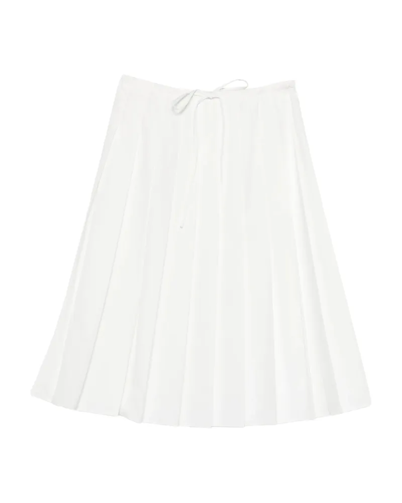Prada Pleated Midi Skirt White