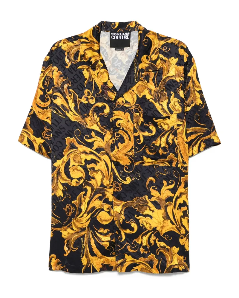 Versace Jeans Barocco-print Short-sleeves Shirt Black