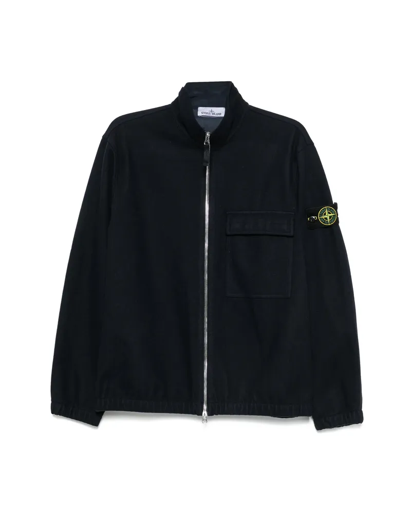 Stone Island Logo-patch Zip-up Jacket Blue