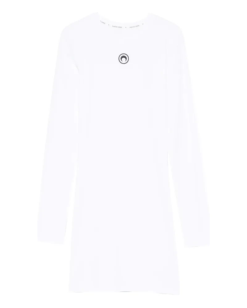 Marine Serre Crew-neck Long-sleeve Dress White