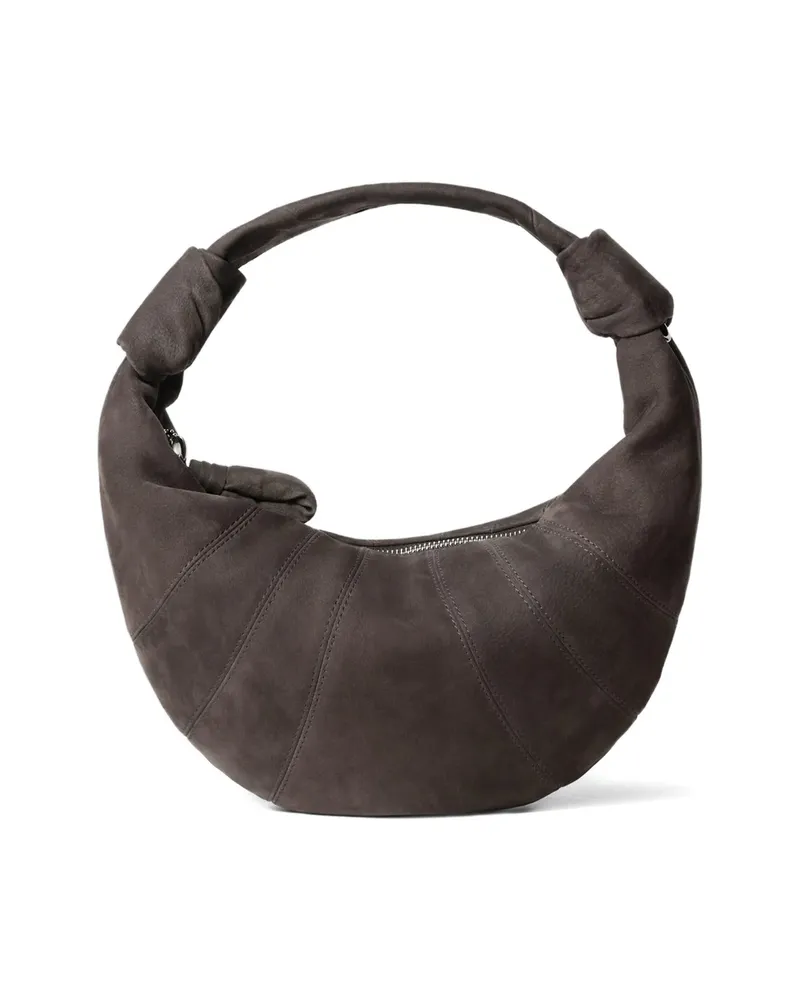 Christophe Lemaire Topstitched Fortune Croissant Shoulder Bag Brown