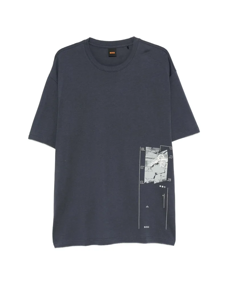 HUGO BOSS Graphic-print T-shirt Blue