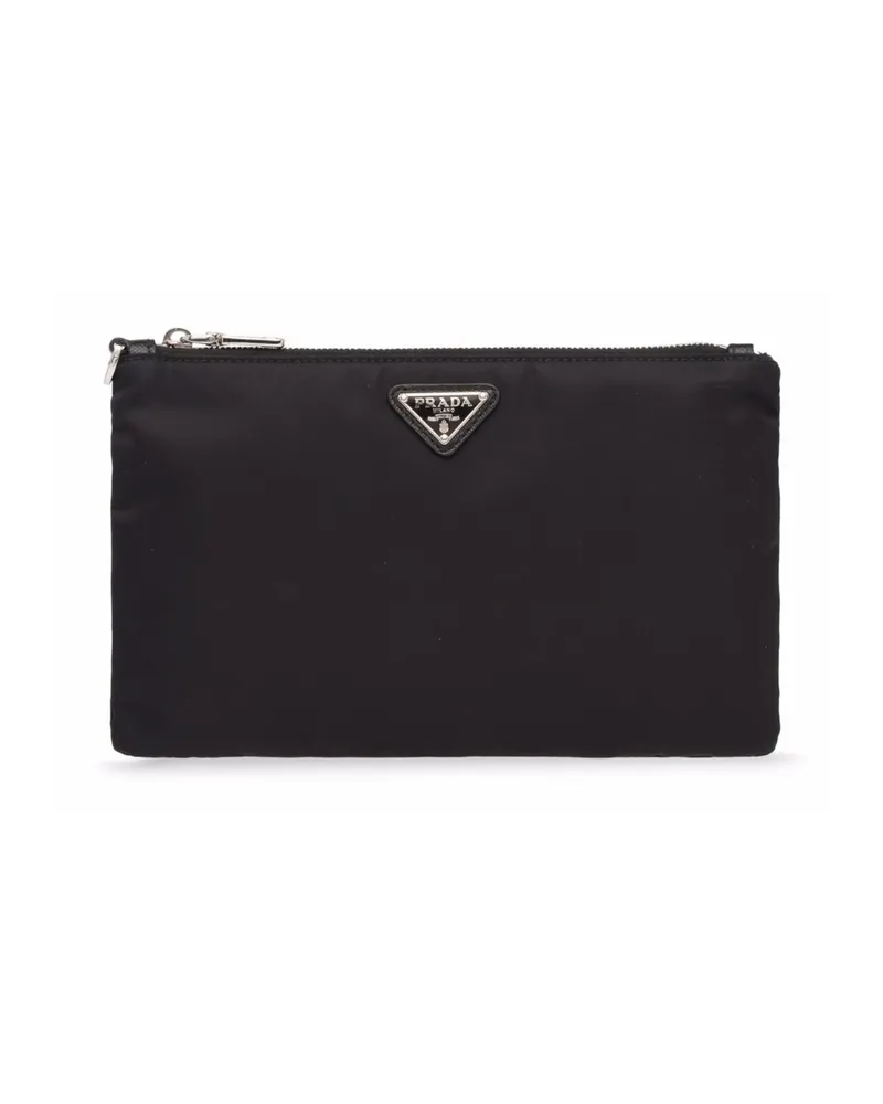 Prada Re-Nylon And Saffiano Leather Pouch Black