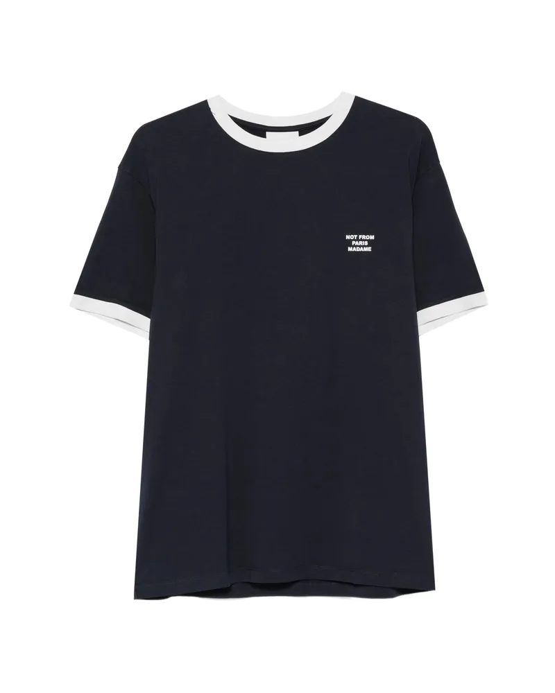 Drôle de Monsieur Logo-print T-shirt Blue