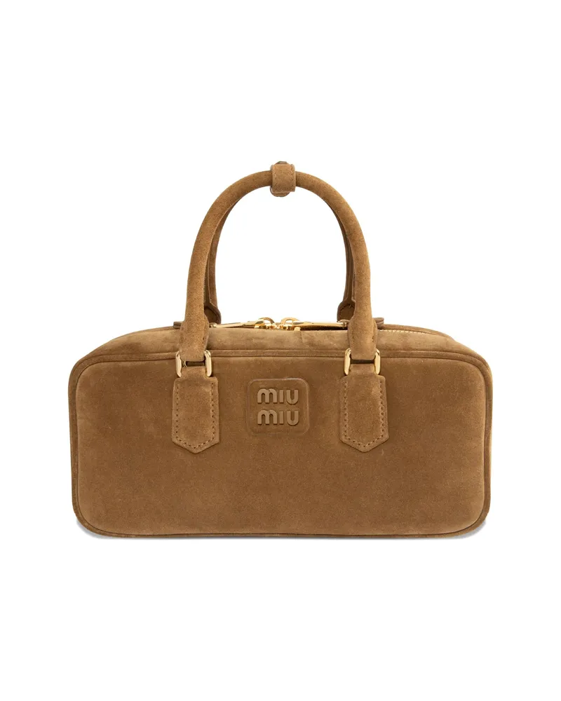 Miu Miu Large Arcadie Suede Satchels Bag Brown