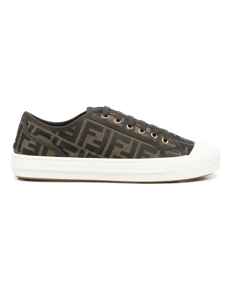 Fendi Jacquard-logo Low-top Sneakers Brown