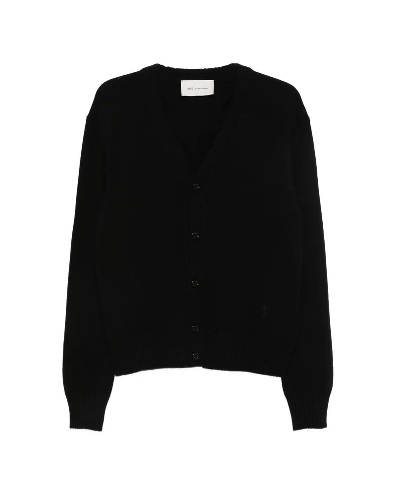 AMI Paris Ami De Coeur Cardigan Black