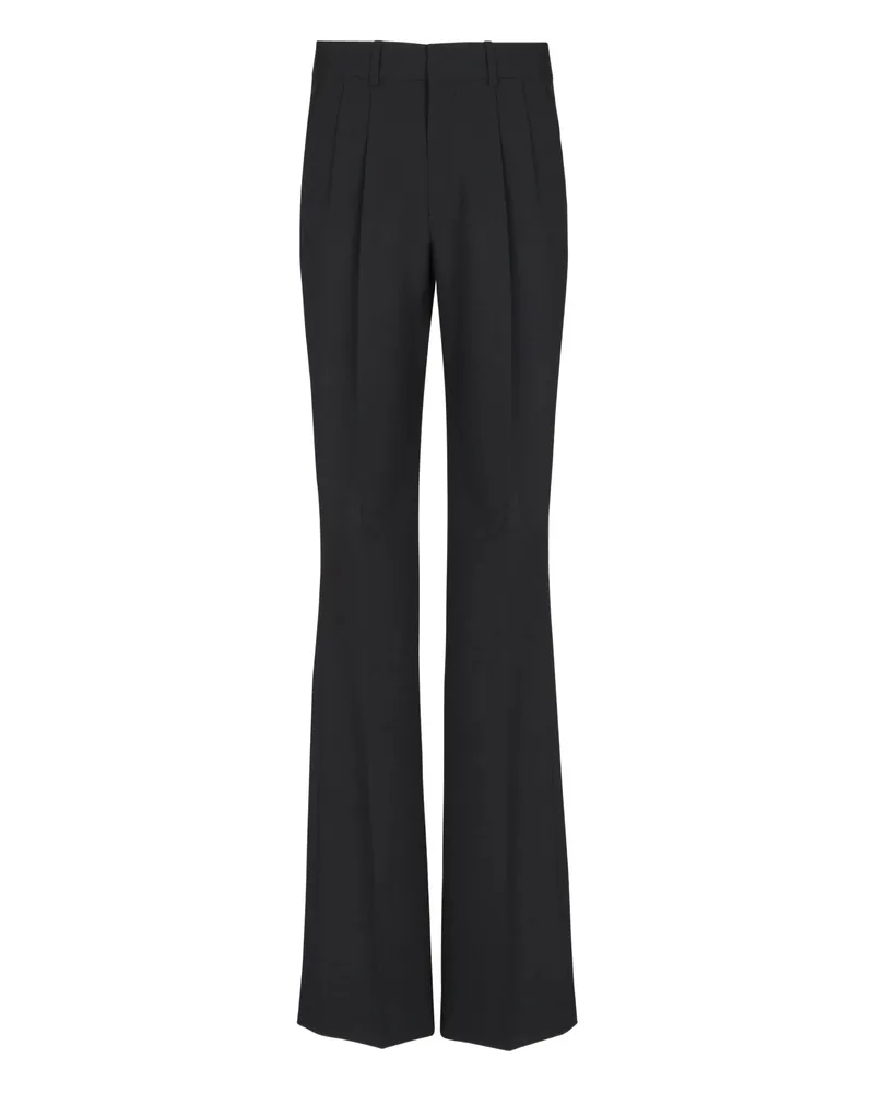 Balmain Flared-Leg Wool Trousers Black