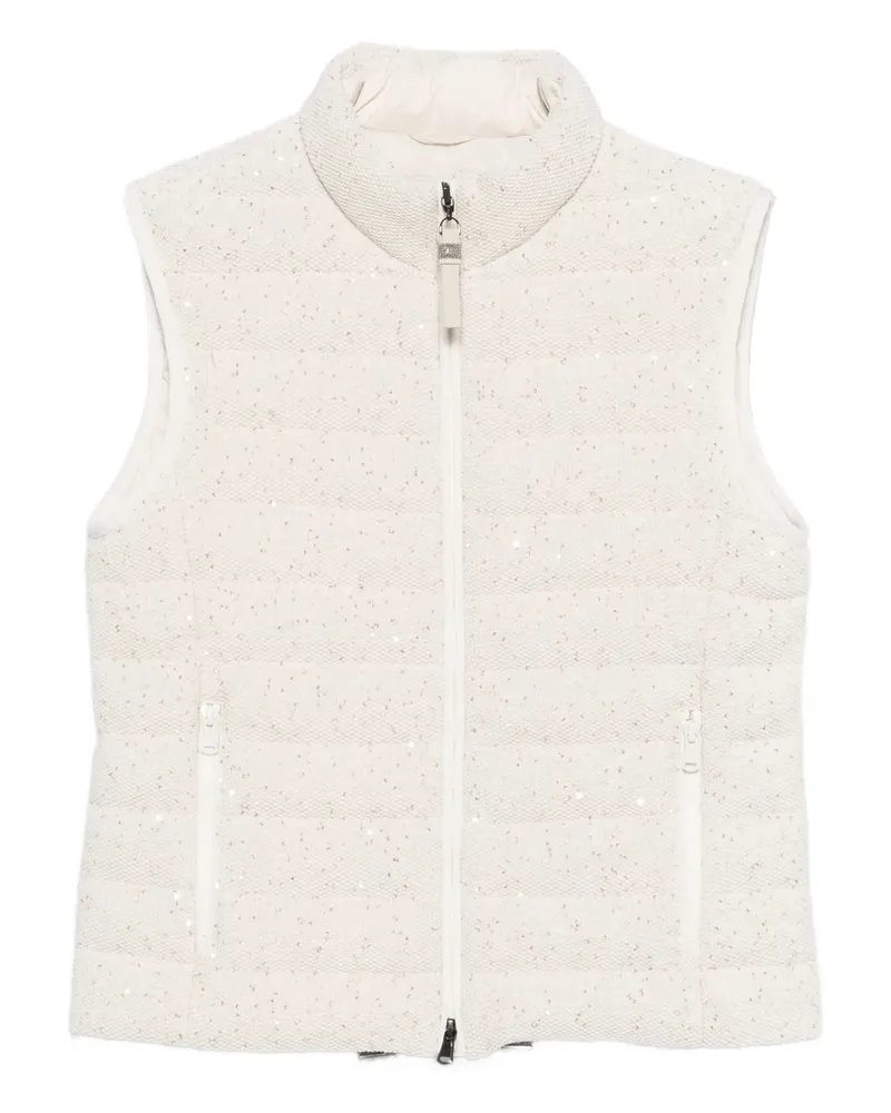Brunello Cucinelli Sequin-embellishment Gilet Neutrals
