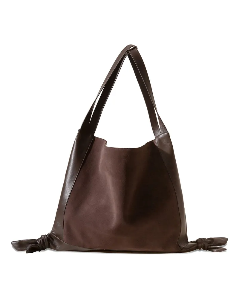 HEREU Cador Suede Knot Shoulder Bag Brown