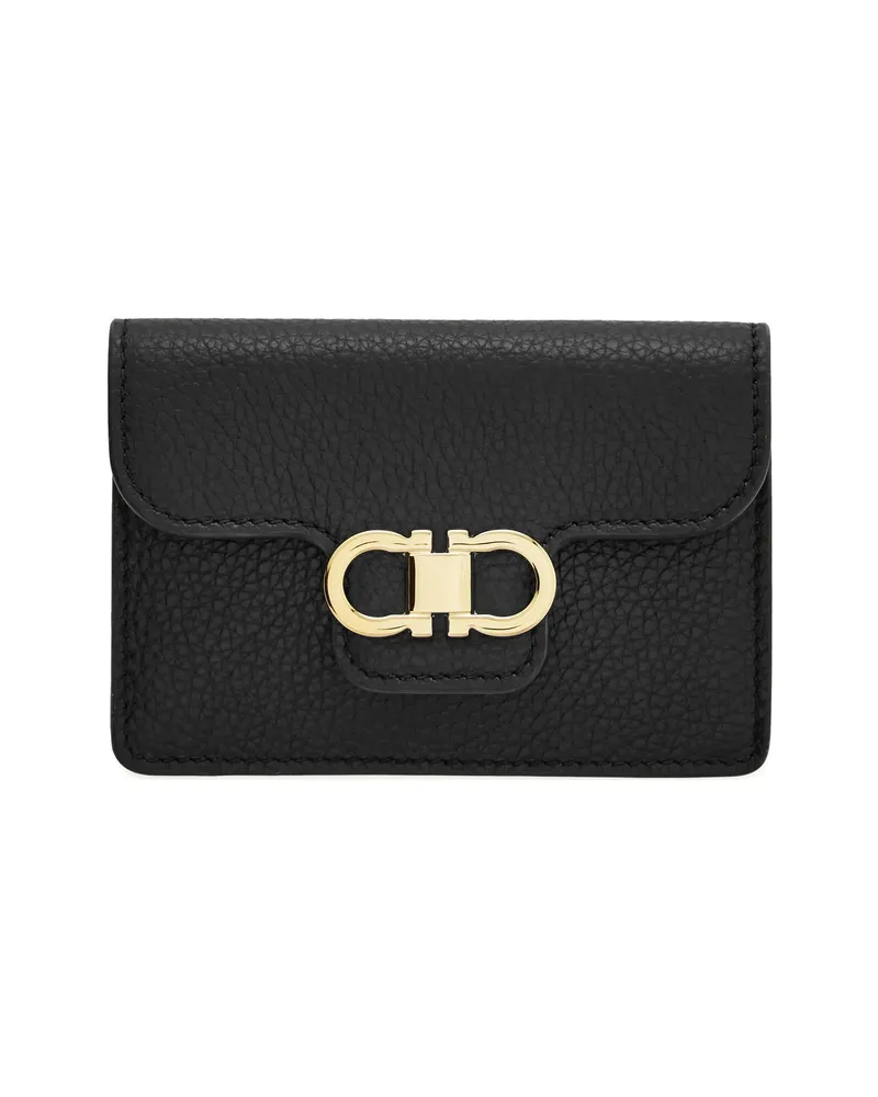 Ferragamo Gancini Calfskin Keyring Wallet Black