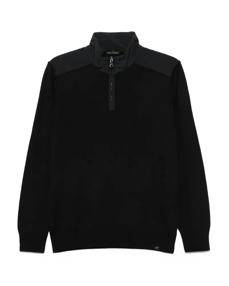 Paul & Shark High-neck Wool Half-zip Sweater Black