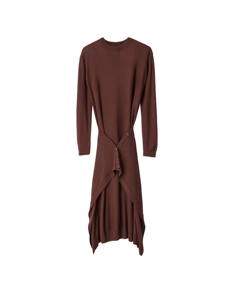 Christophe Lemaire Buttoned Dress In Merino Wool Blend Brown