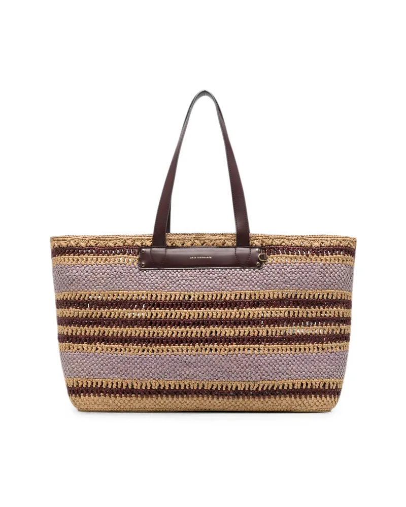 Anya Hindmarch Striped Woven Tote Bag Neutrals