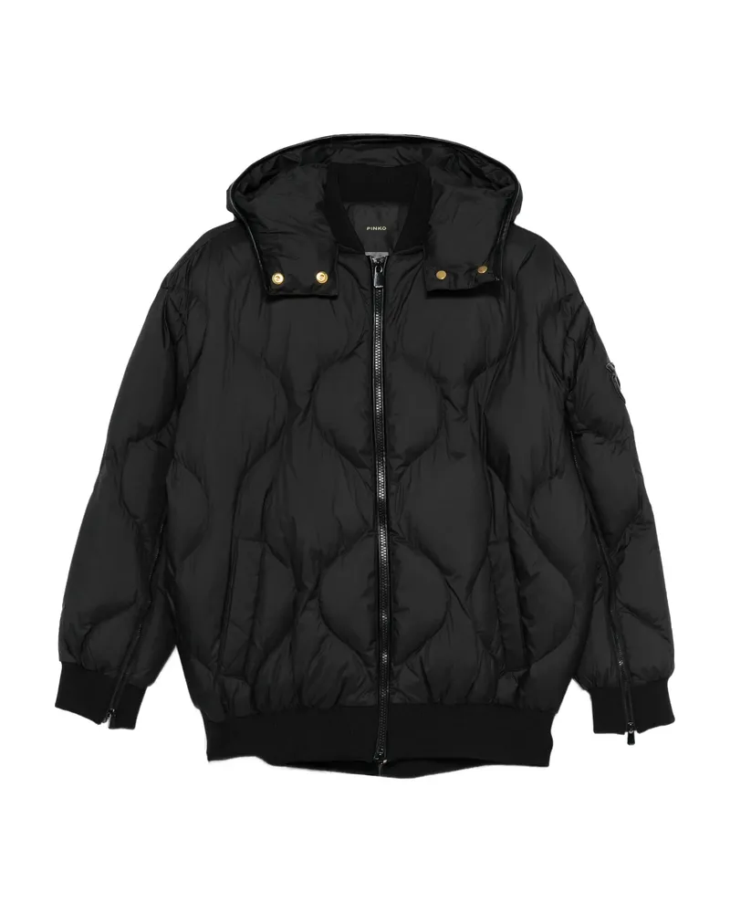 Pinko Quilted Hooded Jacket Black
