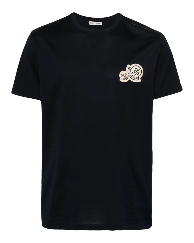Moncler Appliqué-logo Cotton T-shirt Blue