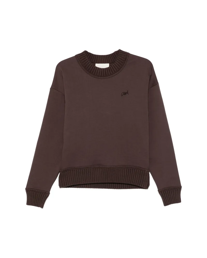 Closed Ribbed-trim Logo-embroidered Sweatshirt Brown