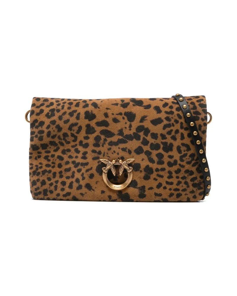 Pinko Love One Slouchy Clutch Bag Brown