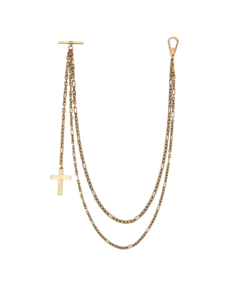 KHAITE Cross-pendant Layered-chain Keyring Gold