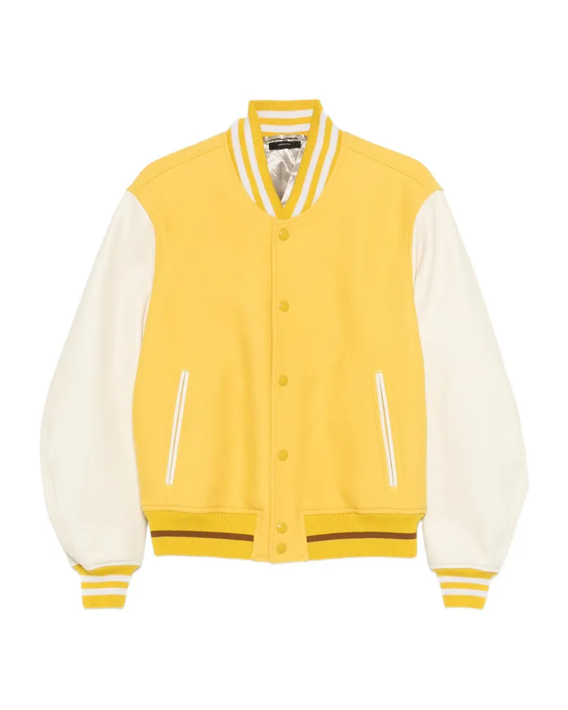 Tom Ford Striped-trim Buttoned Jacket Yellow